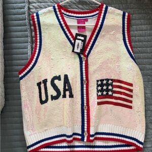 QUEEN OF SPARKLES Red, White, and Blue USA Vest